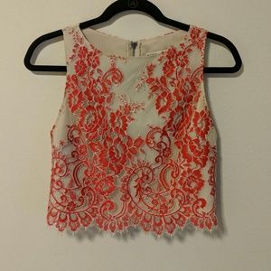 Alice + Olivia 'Avani' Embroidered Lace Crop Tank